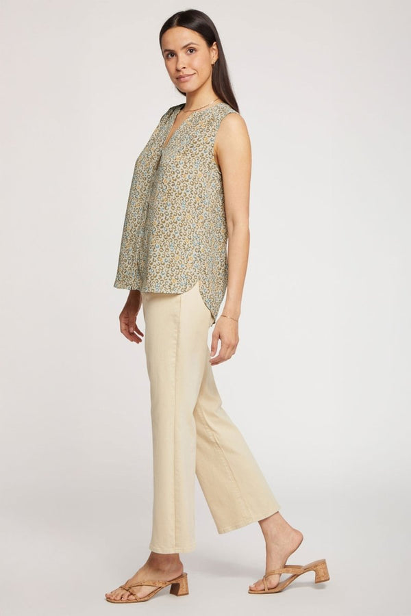 Sleeveless Pintuck Blouse Animal Print | Sand Cat | Top | NYDJ