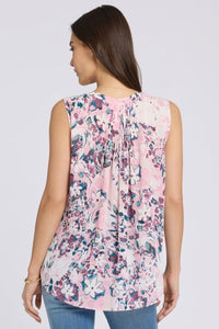 Sleeveless Pintuck Blouse | Floral Dreams | Top | NYDJ