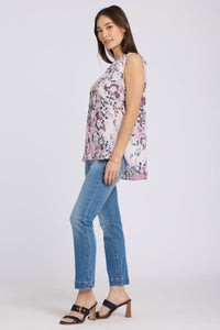 Sleeveless Pintuck Blouse | Floral Dreams | Top | NYDJ