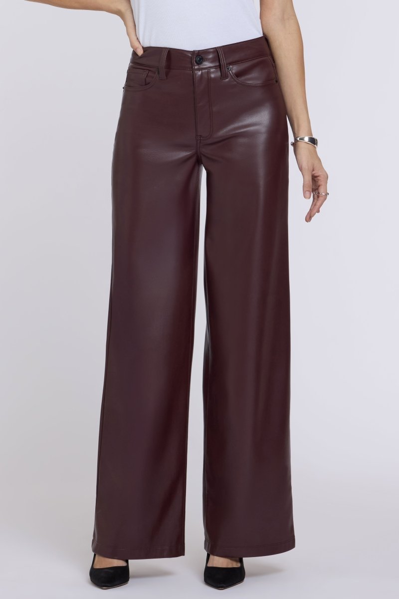 Vegan Stretch Leather Teresa Wide Leg Pants Sculpt-Her™ | Bitter Chocolate - NYDJ