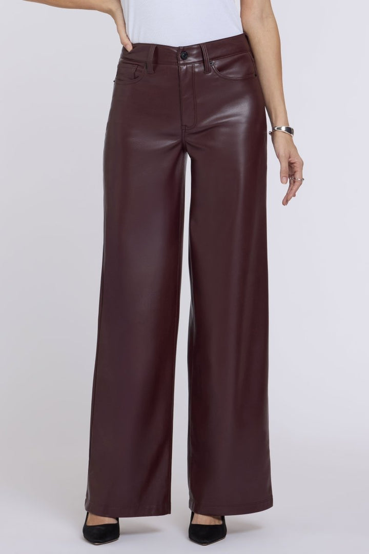Vegan Stretch Leather Teresa Wide Leg Pants Sculpt-Her™ | Bitter Chocolate - NYDJ