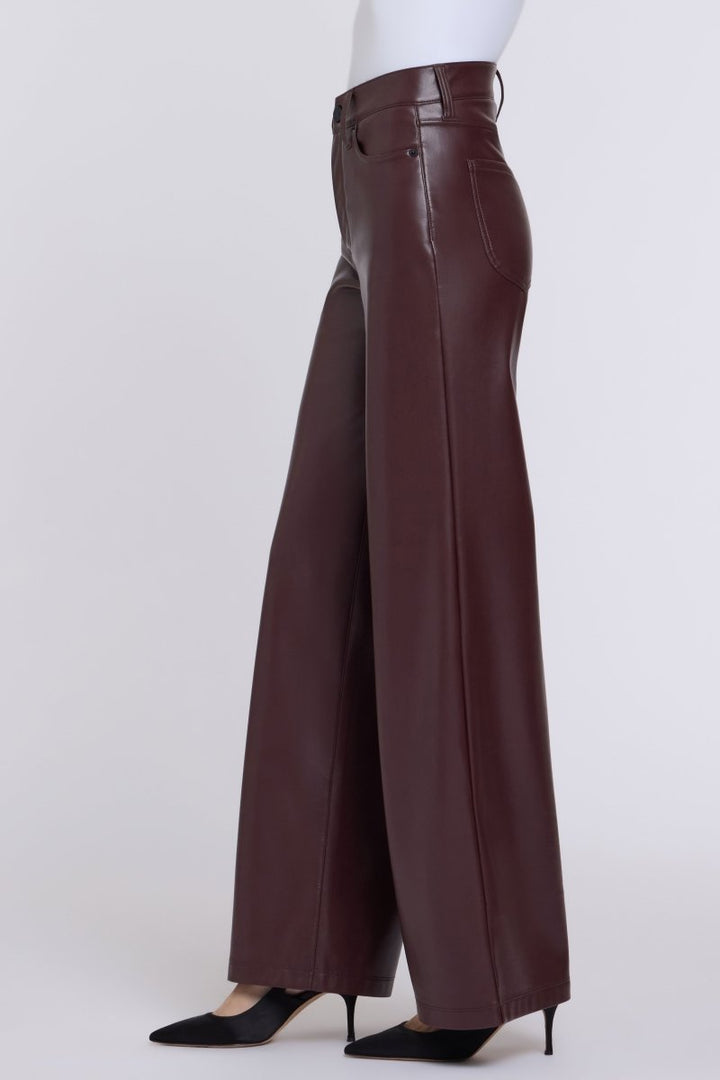 Vegan Stretch Leather Teresa Wide Leg Pants Sculpt-Her™ | Bitter Chocolate - NYDJ