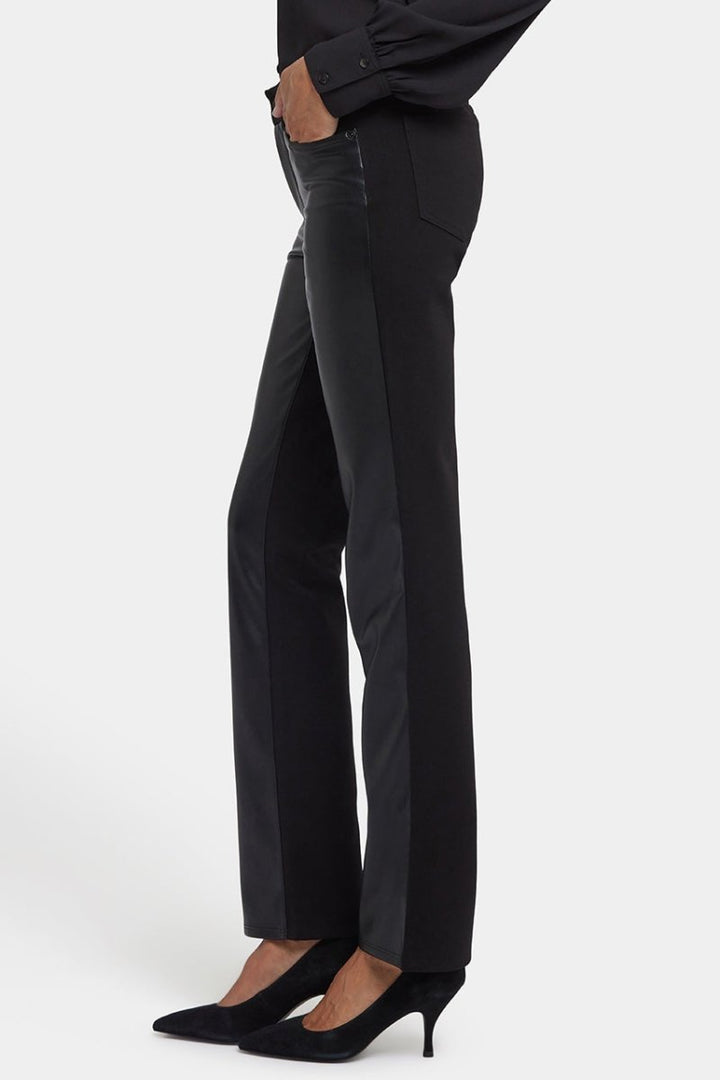 Vegan Stretch Sculpt-Her™ Leather Marilyn Straight Pants | Black | Pants | NYDJ