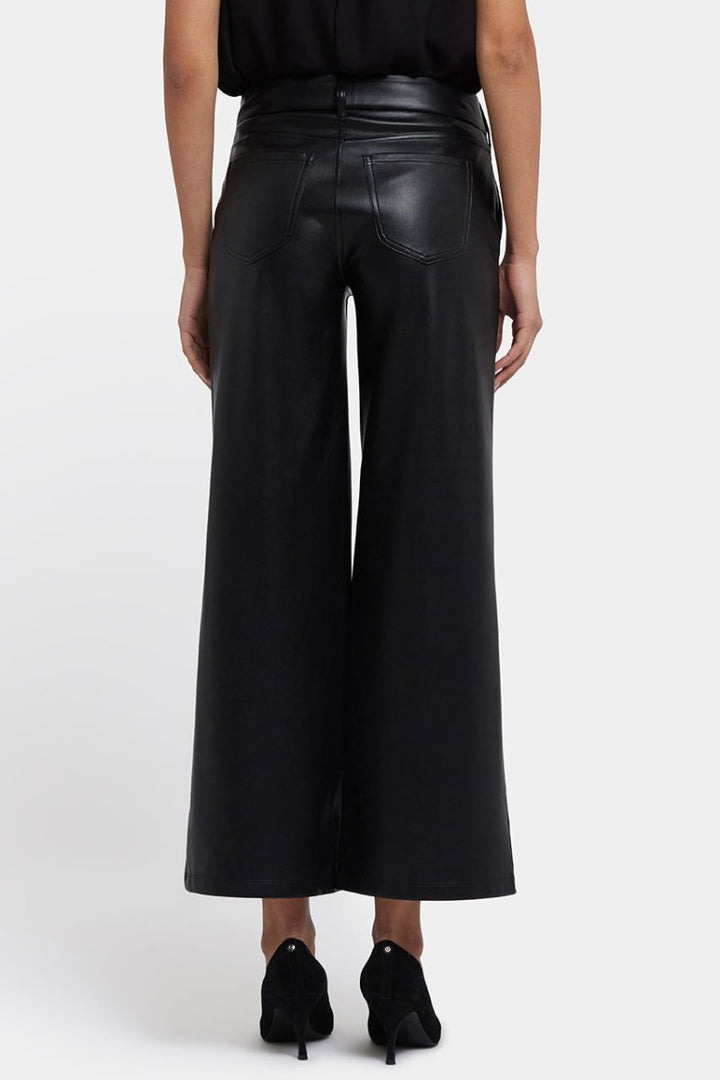 Vegan Stretch Sculpt-Her™ Leather Wide Leg Pants | Black | Trouser | NYDJ