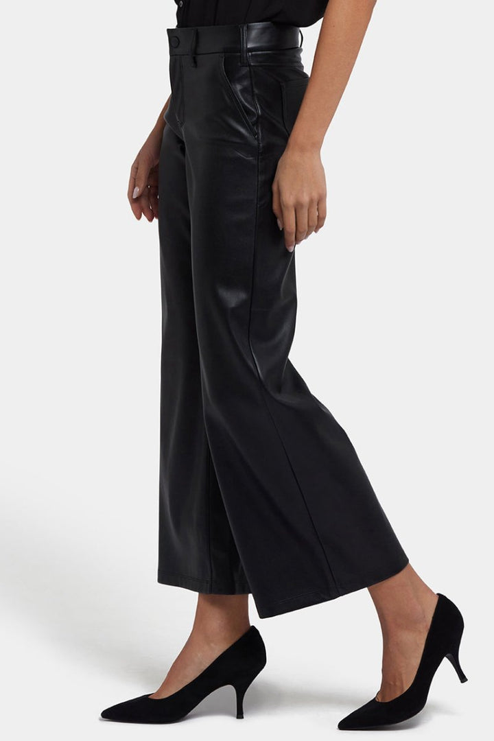 Vegan Stretch Sculpt-Her™ Leather Wide Leg Pants | Black | Trouser | NYDJ