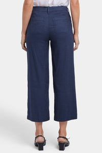 Wide Leg Cargo Capri Pants In Stretch Linen | Oxford Navy | Pants | NYDJ