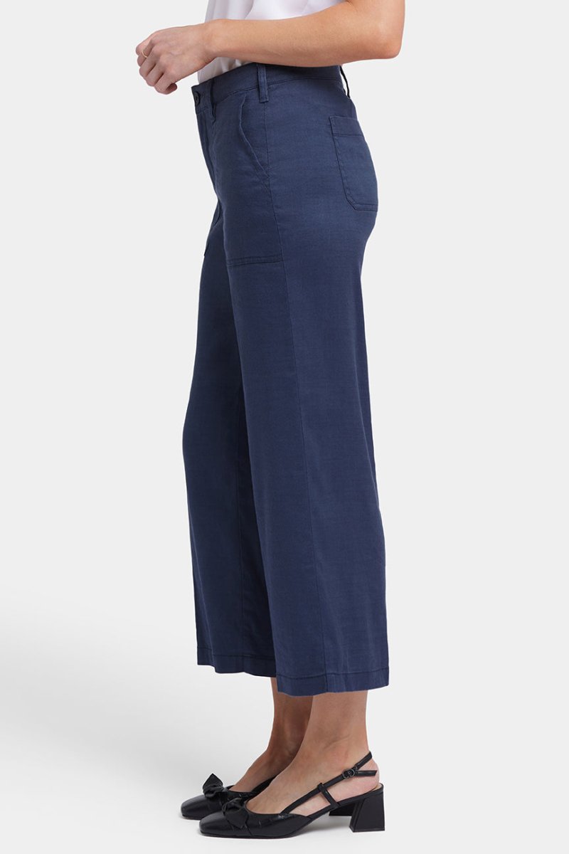 Wide Leg Cargo Capri Pants In Stretch Linen | Oxford Navy | Pants | NYDJ