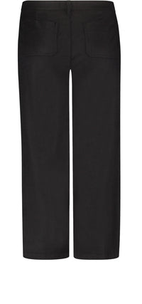 High Waisted Wide Leg Ankle Trouser Black Stretch Linen | Black | Pants | NYDJ