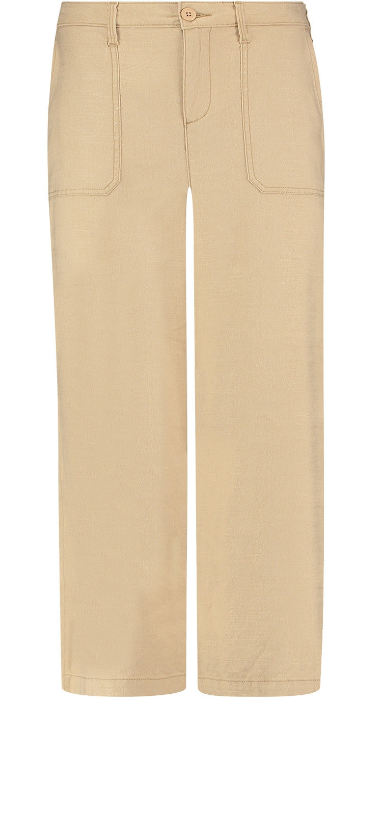 High Waisted Wide Leg Ankle Trouser Sand Stretch Linen | Warm Sand | Pants | NYDJ