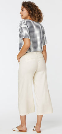 Wide Leg Crop Trouser Off-White Stretch Linen | Vanilla | Pants | NYDJ