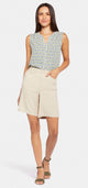 5 Pocket Bermuda Short Beige Stretch Linen | Feather | Shorts | NYDJ