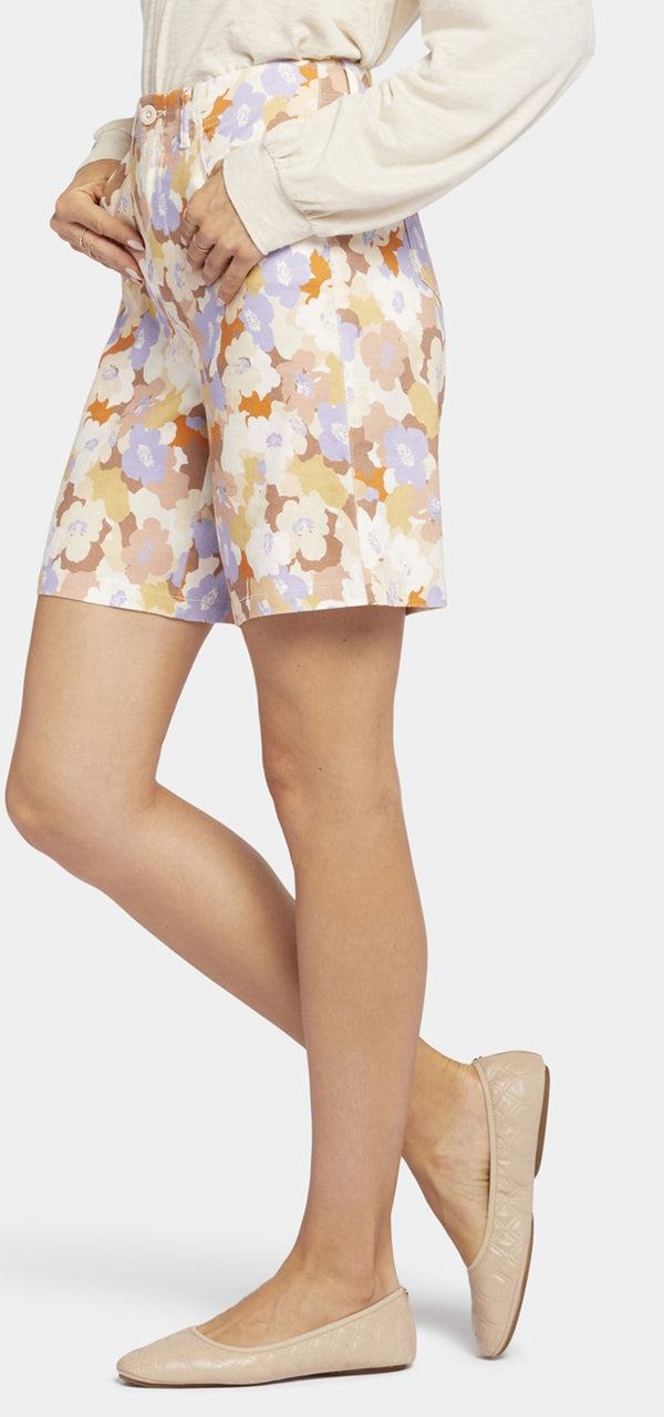 5 Pocket Bermuda Short Floral Print Stretch Linen | Sunset Grove | Shorts | NYDJ