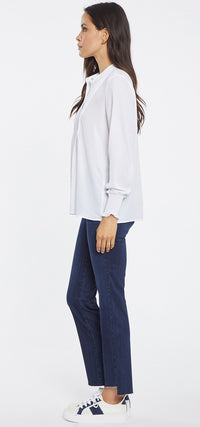 Pleated Peasant Blouse | Optic White | Blouse | NYDJ