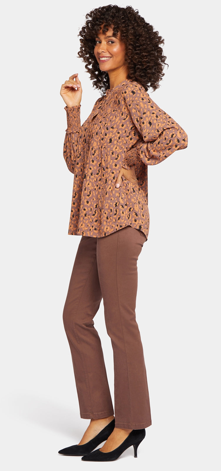 Pleated Peasant Blouse Multi Coloured Print | Caramel Cat | Blouse | NYDJ