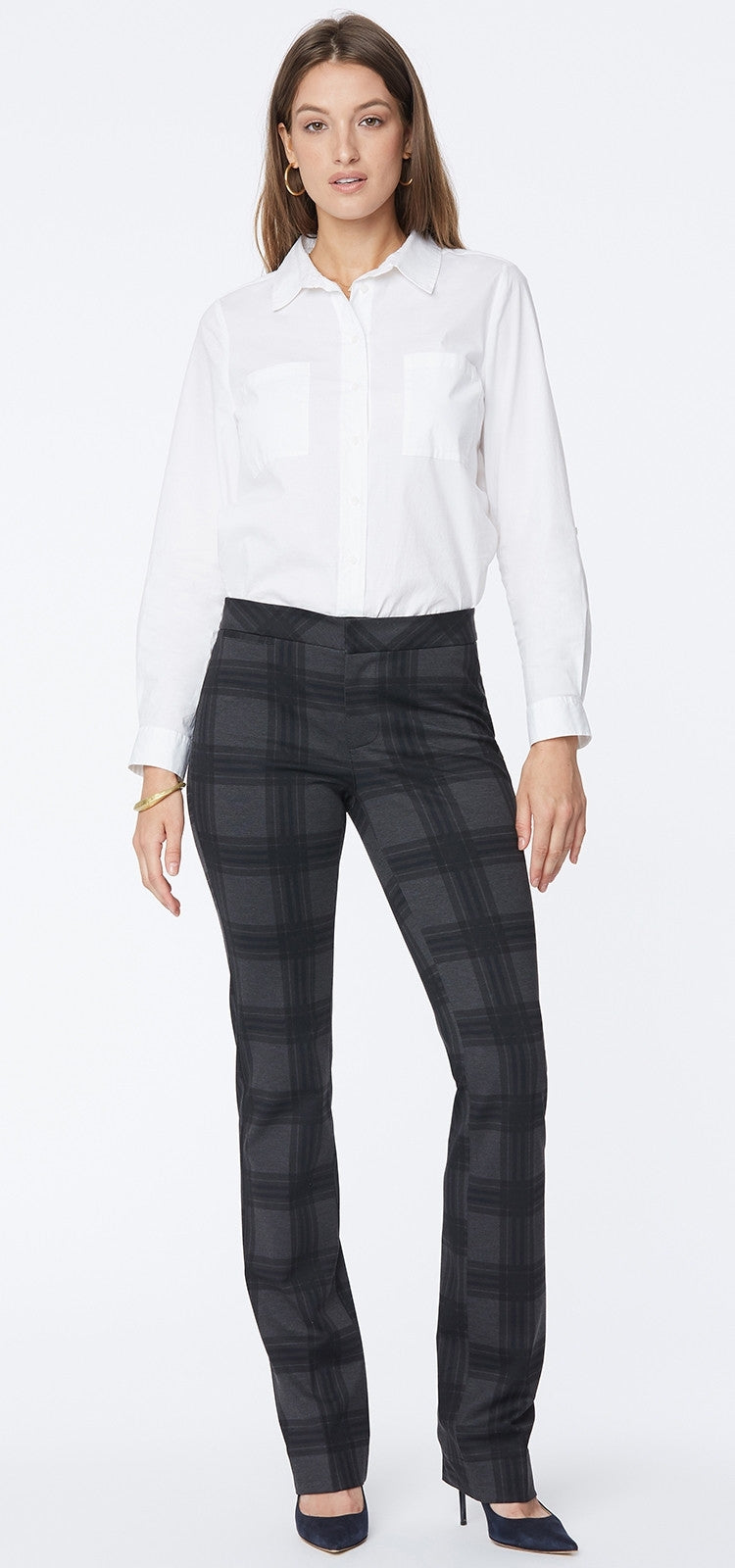 Slim Trouser Plaid Jersey | Piedmont Plaid | Pants | NYDJ