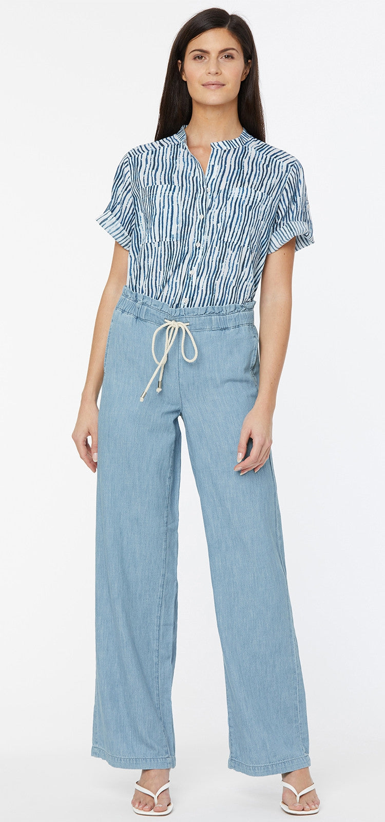 Wide Leg Trouser Light Blue Chambray | Light Stone | Denim | NYDJ