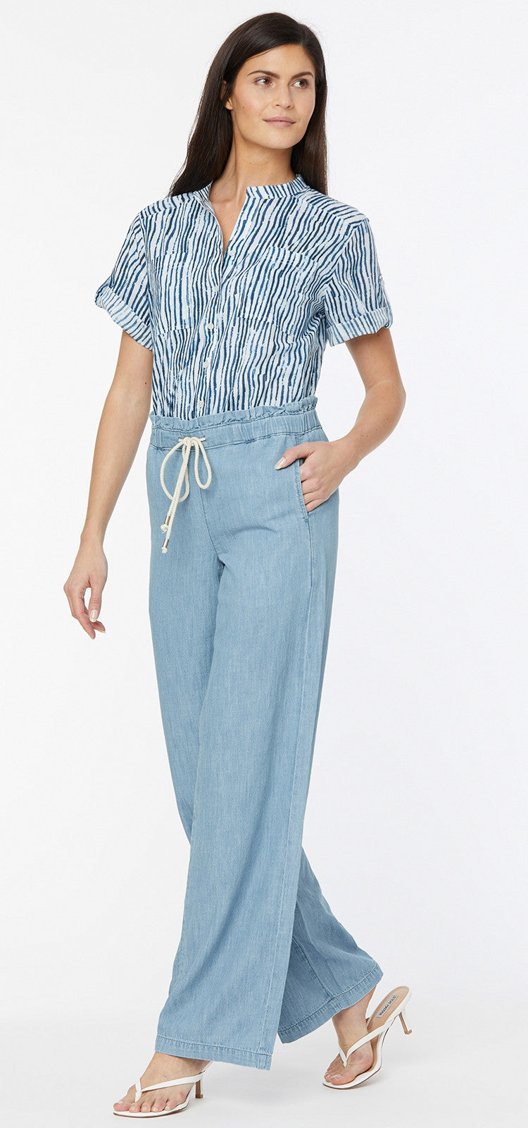 Wide Leg Trouser Light Blue Chambray | Light Stone | Denim | NYDJ