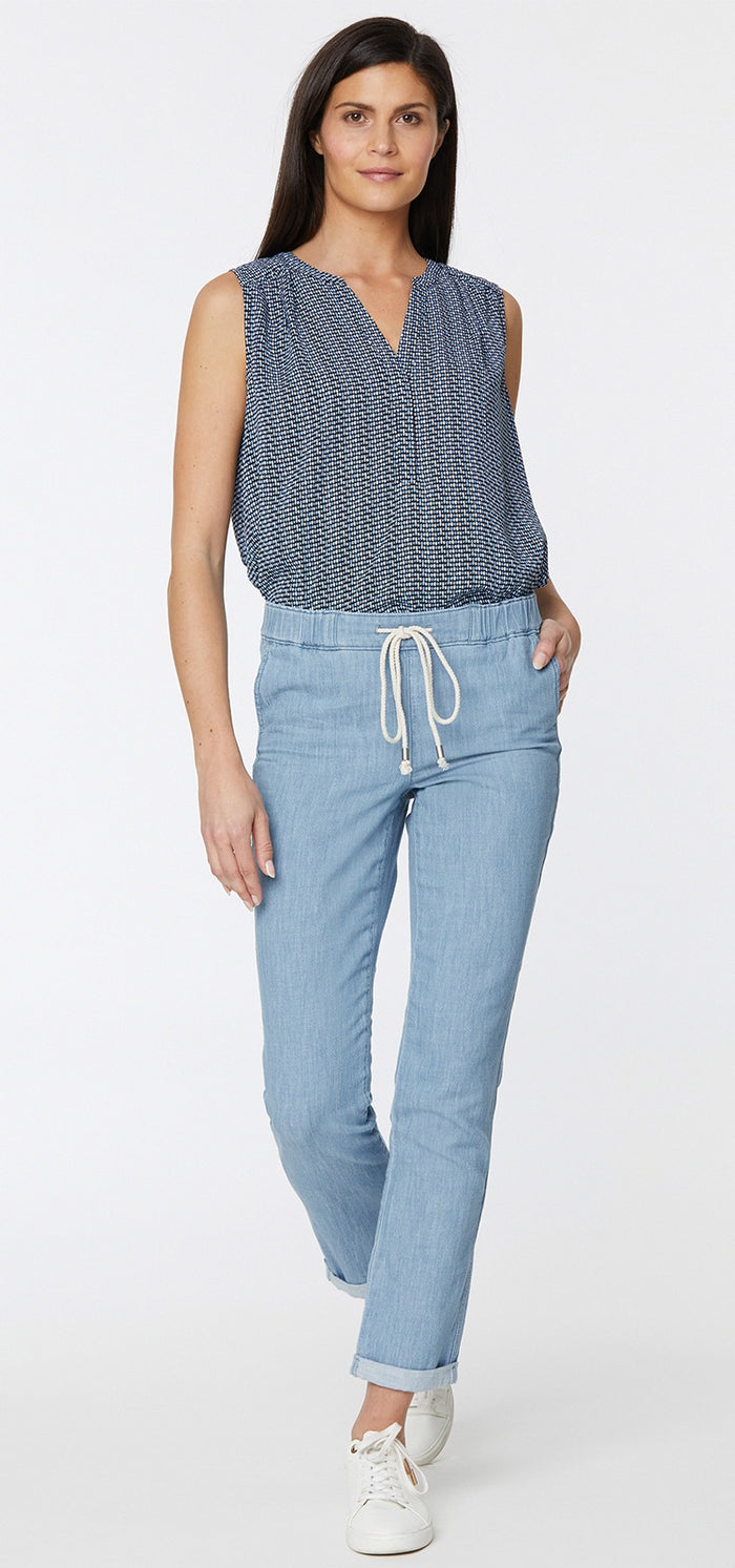 Drawstring Slim Jogger Ankle Light Blue Chambray | Light Stone | Denim | NYDJ