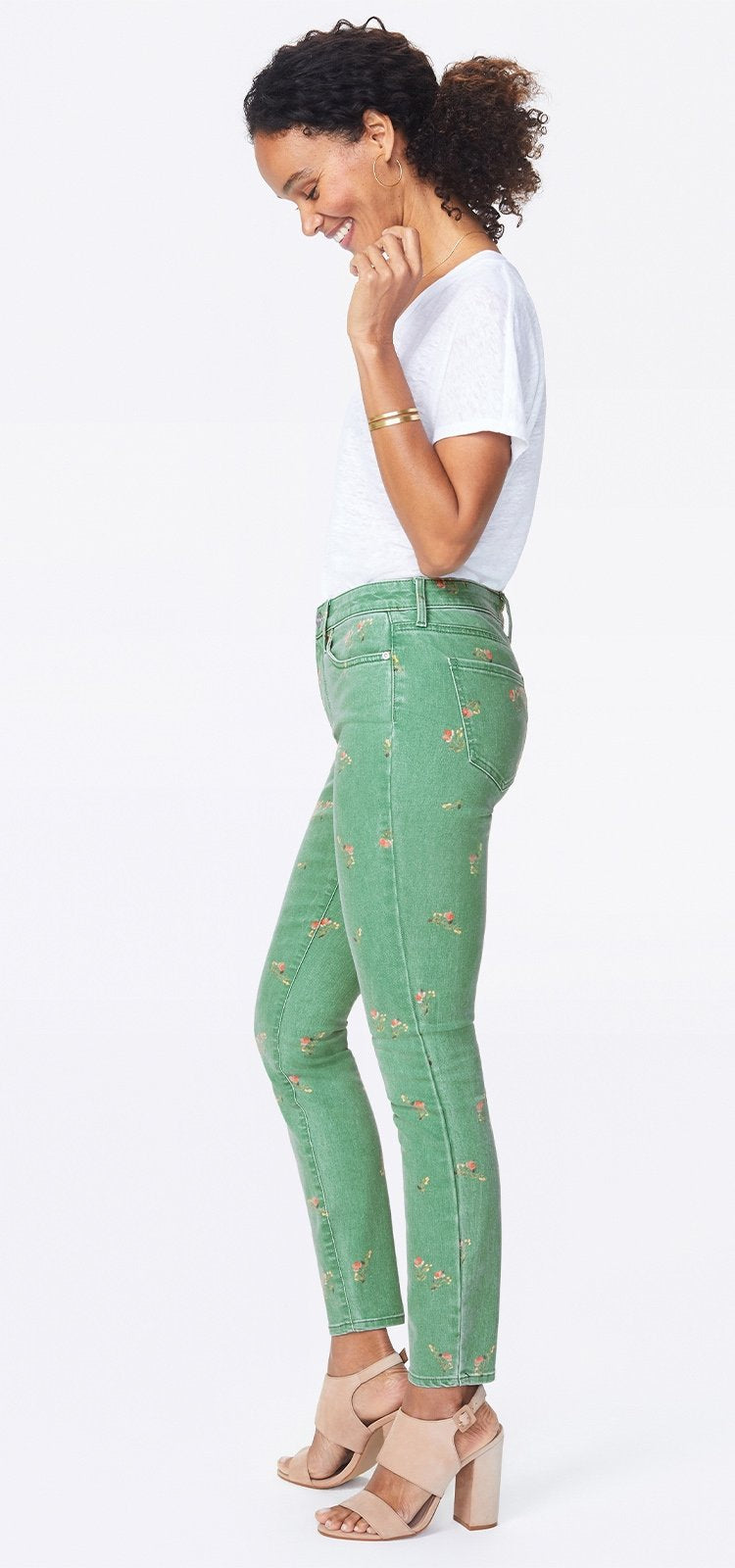 Ami Skinny Jeans Green Twill | Native Floral Vanilla | Non Denim | NYDJ