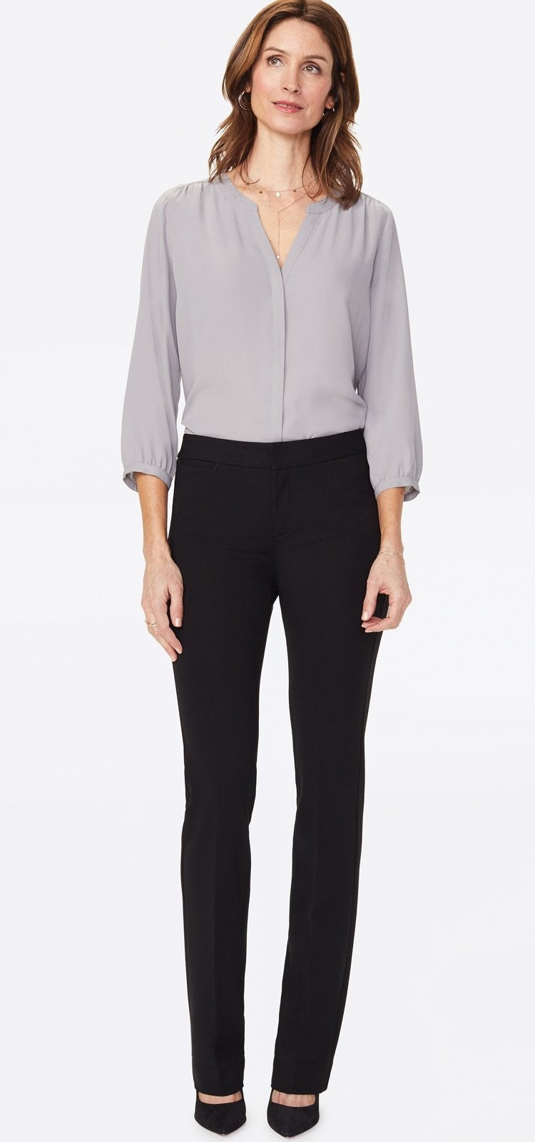 Slim Trouser Pants In Petite In Ponte Knit | Black | Pants | NYDJ