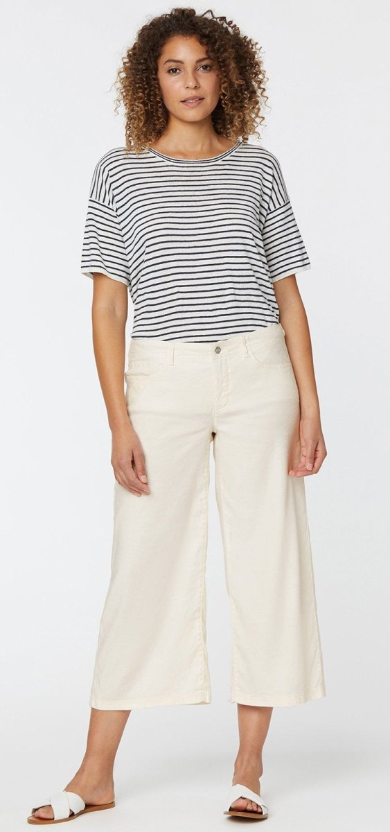 Wide Leg Crop Trouser Off-White Stretch Linen | Vanilla | Pants | NYDJ